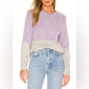 Velvet by Graham & Spencer Skylar Crewneck Colorblock Sweater Lilac Medium